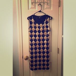Black and Gold Sequin Checkered Forever21 Dress
